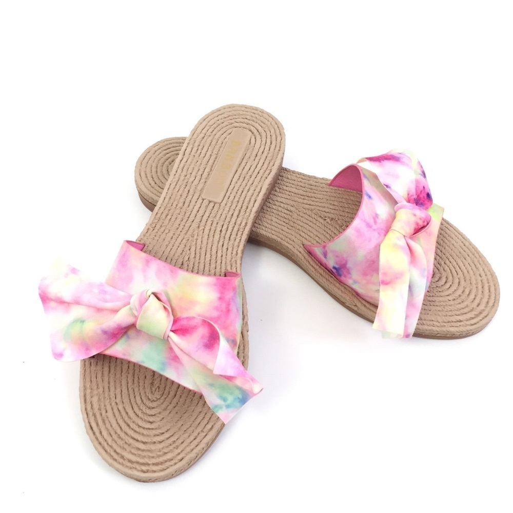 Bamboo Hippie Rainbow Tie-Dye Bow Sandals 10